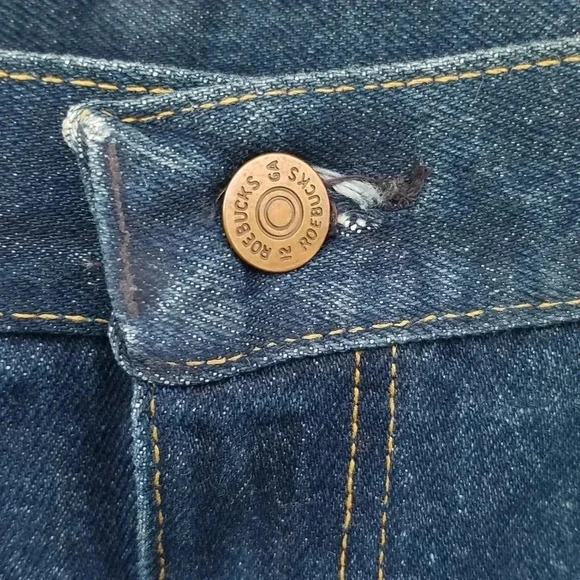 Western Roebucks Dark Blue Jeans 36x30 starched Creased Vintage - Picture 10 of 13